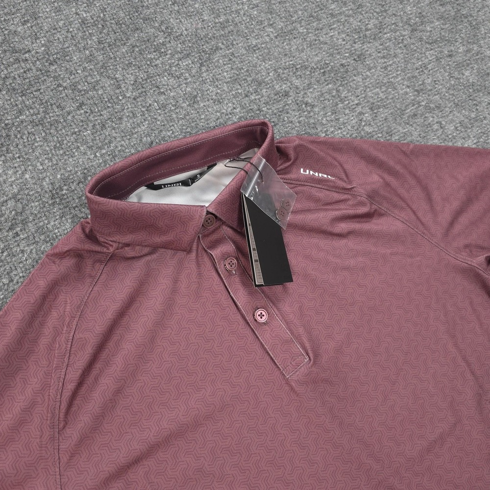 UNRL Polo Shirt Mens Small Rose Red Solace Golf Performance Stretch Geometric